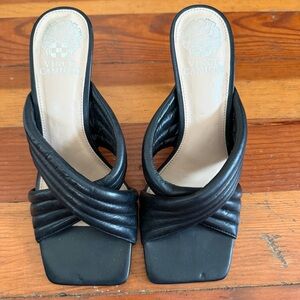 Vince Camuto Black Leather Mules